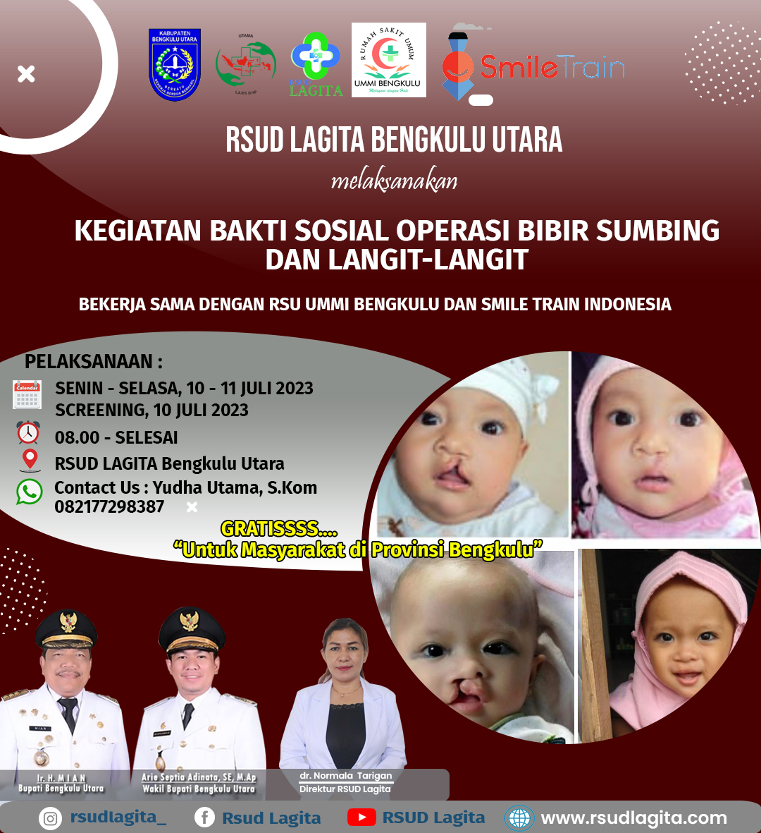 RSUD Lagita Bersama RSU UMMI dan Smile Train gelar Bakti Sosial Operasi Bibir Sumbing dan Langit-langit secara Gratis